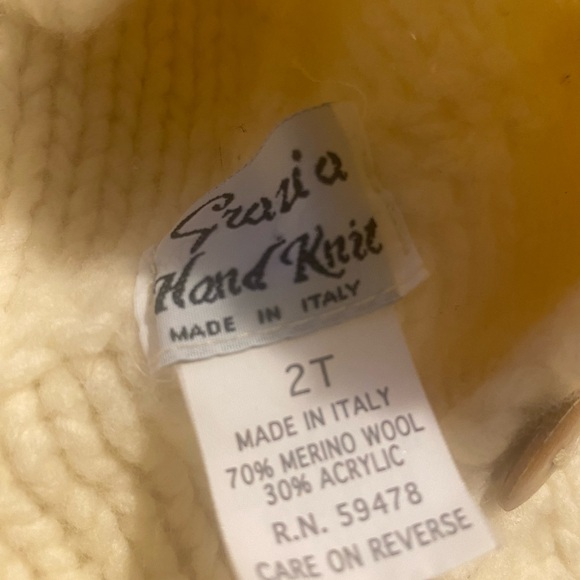 Hand knitted by Grazia made in Italy merino wool vintage toddler cardigan sz 2T - Picture 3 of 11